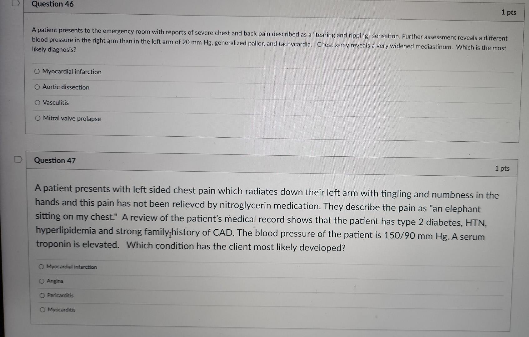 Solved n Question 46 1 pts A patient presents to the | Chegg.com