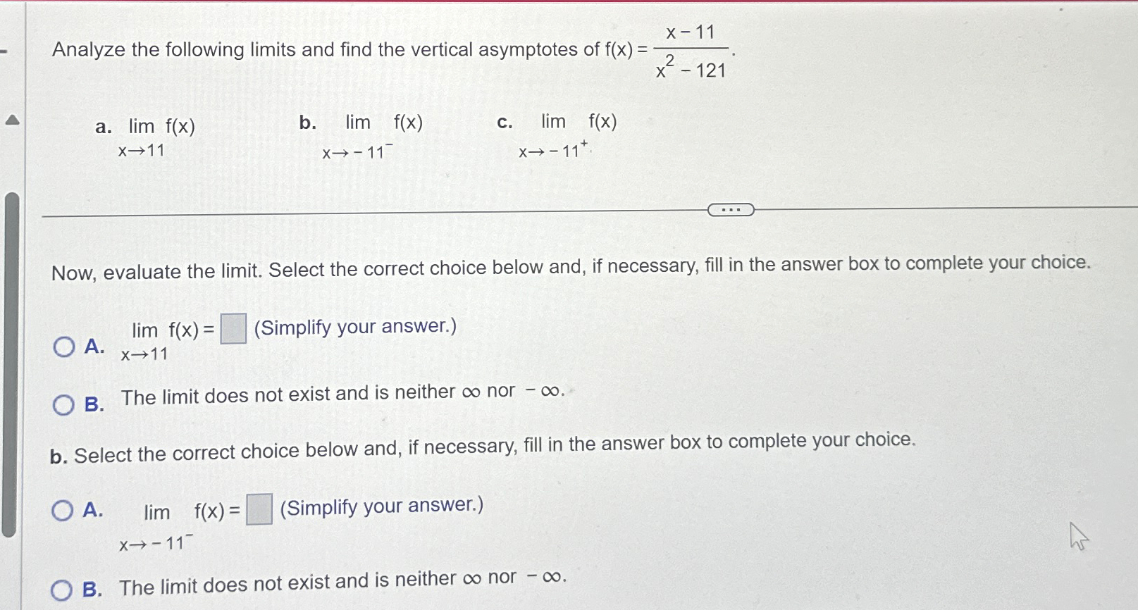 Solved Analyze the following limits and find the vertical | Chegg.com