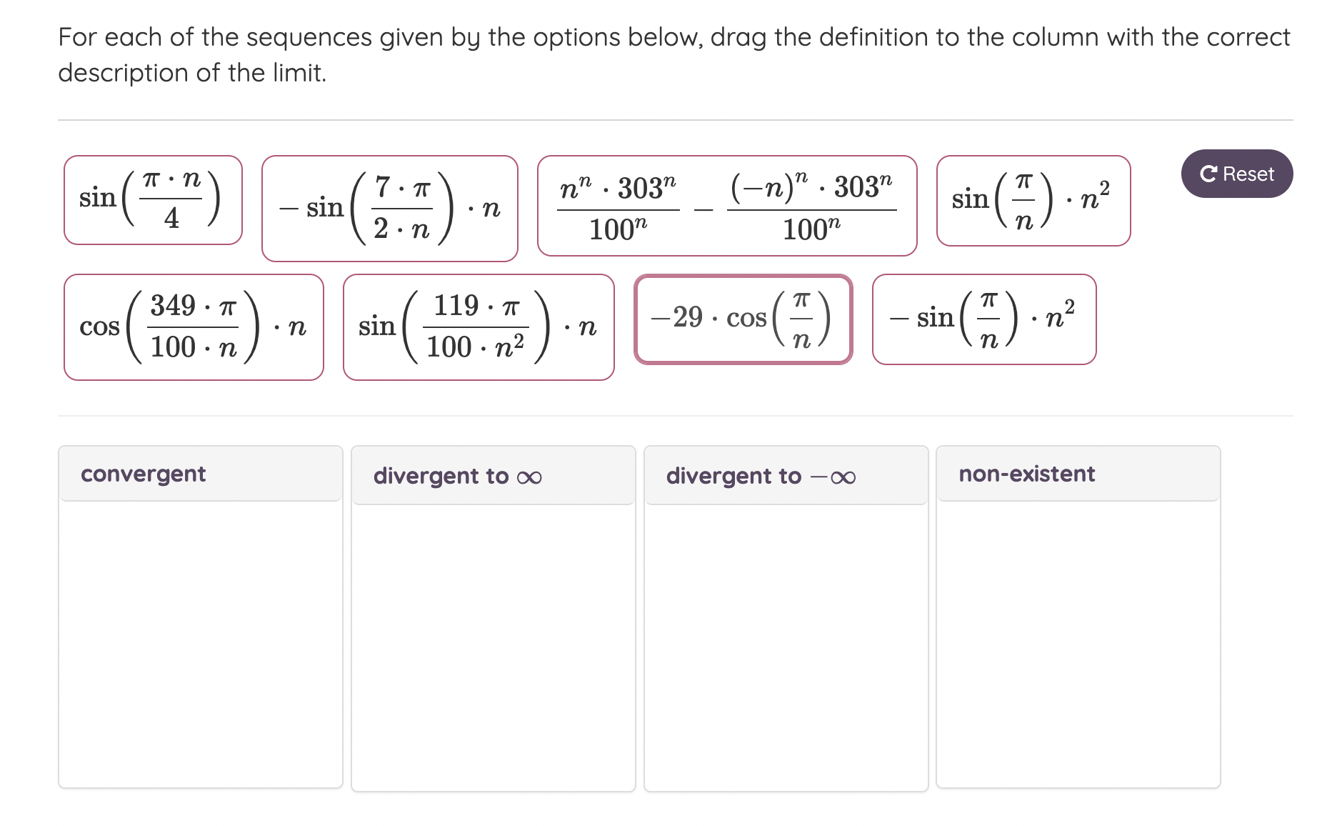 Solved For each of the sequences given by the options below, | Chegg.com
