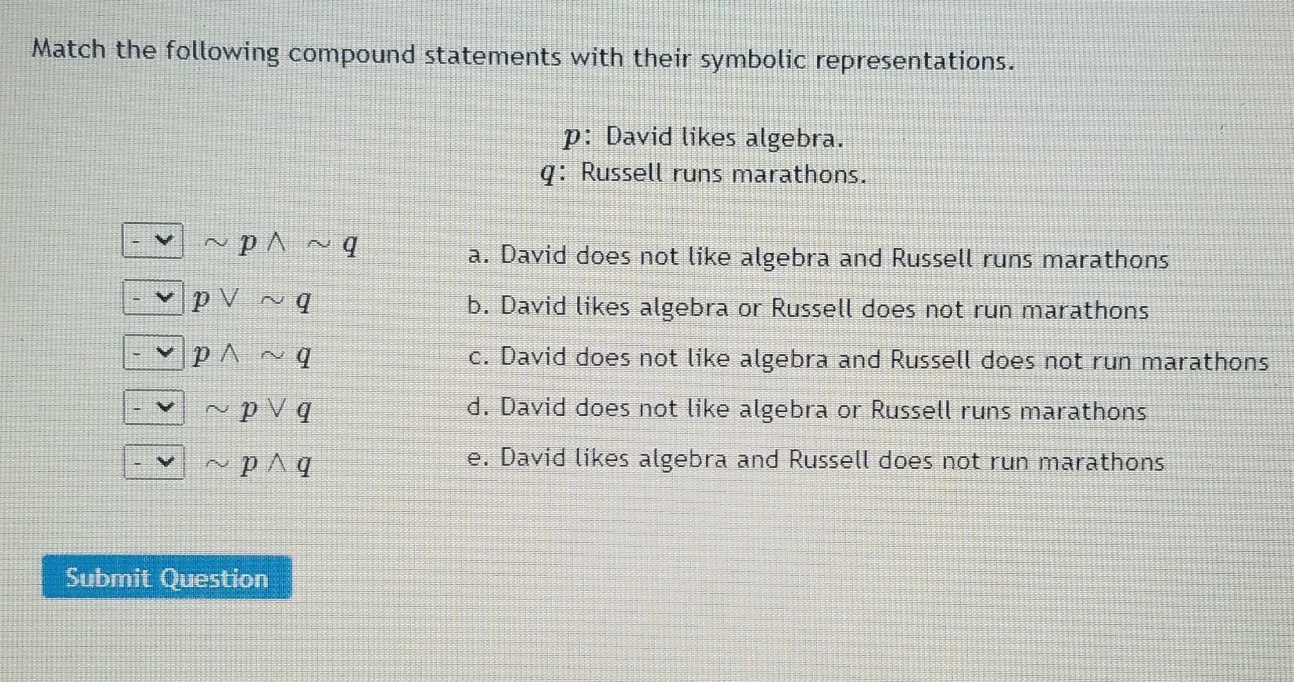 Solved Match the following compound statements with their | Chegg.com