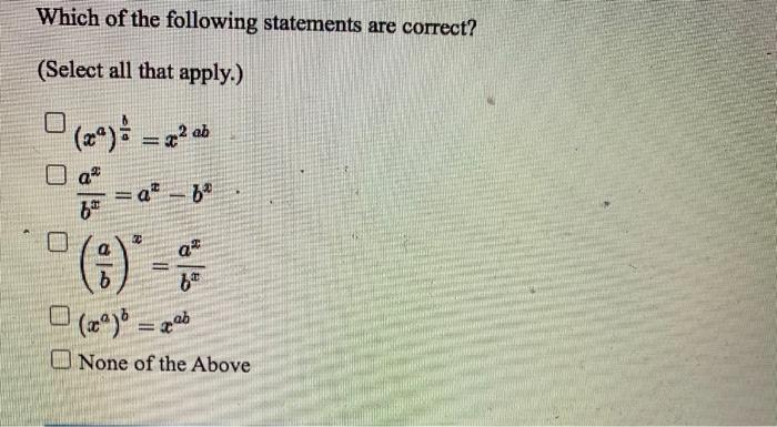 Solved Which Of The Following Statements Are Correct? | Chegg.com