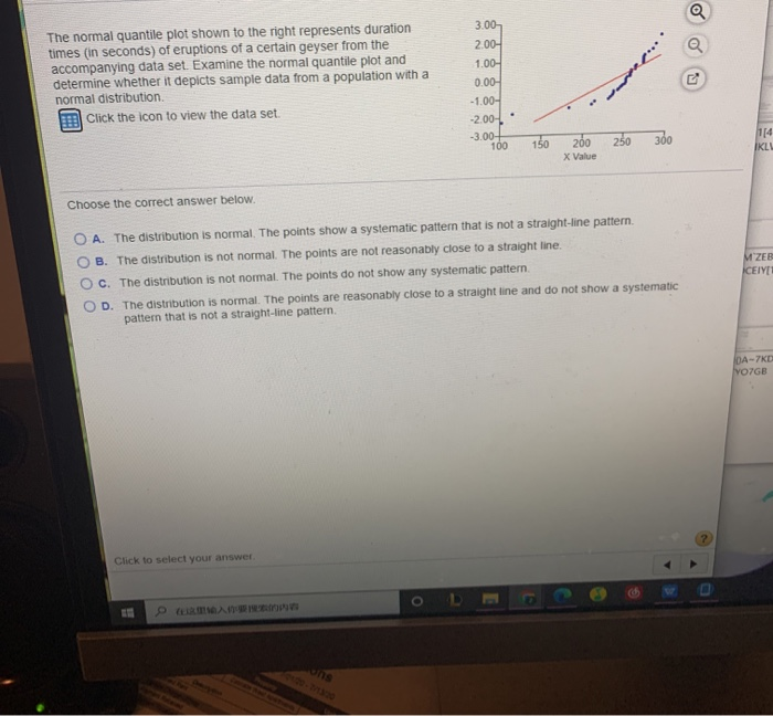 Solved Q The normal quantile plot shown to the right | Chegg.com