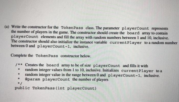 Solved A multiplayer game called Token Pass has the | Chegg.com