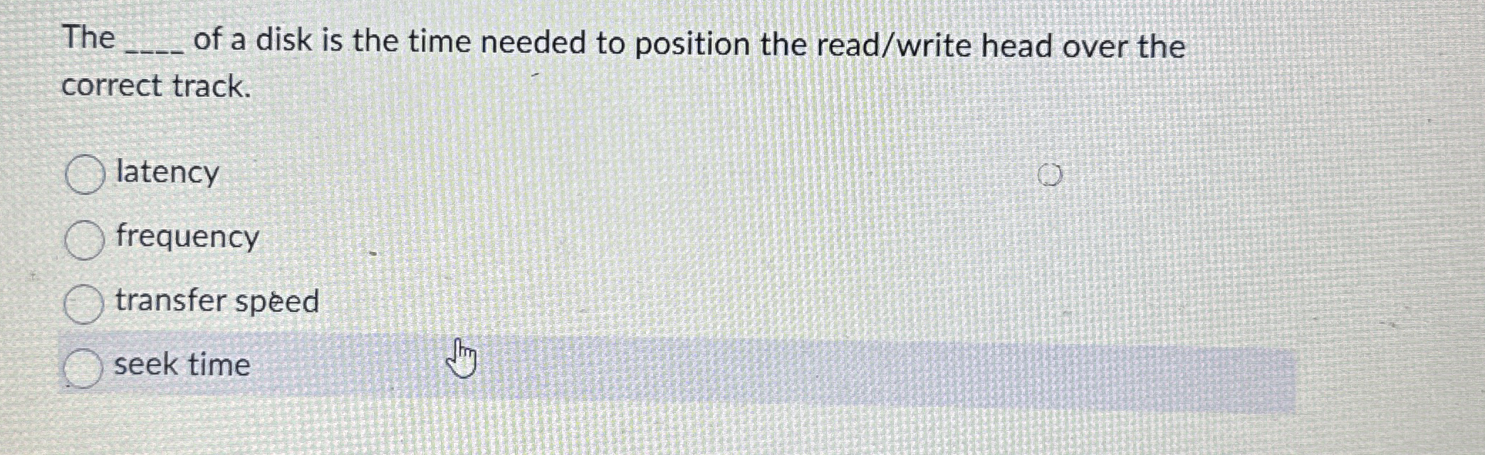 Solved The q, ﻿of a disk is the time needed to position the