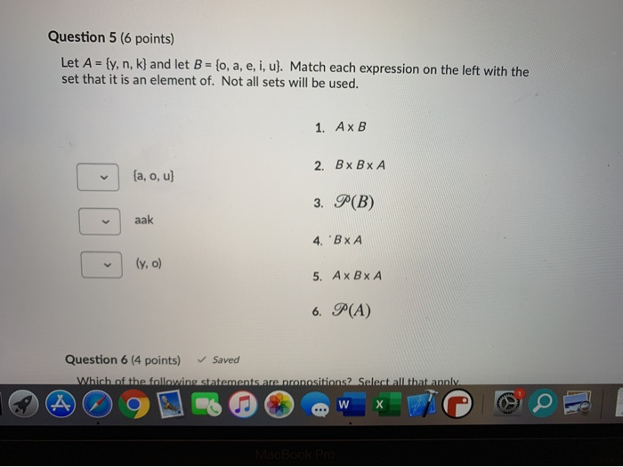 Solved Question 5 6 Points Let A {y N K} And Let B