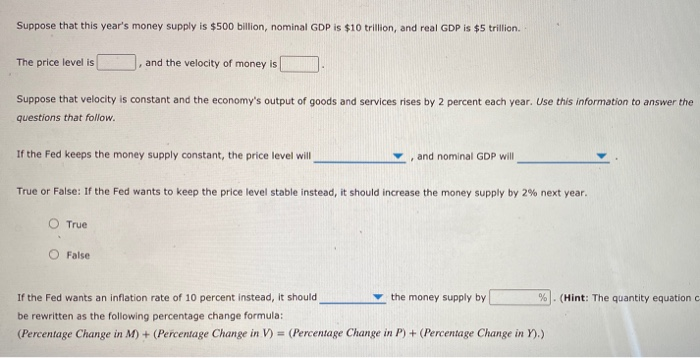 Solved Suppose that this year's money supply is $500 | Chegg.com
