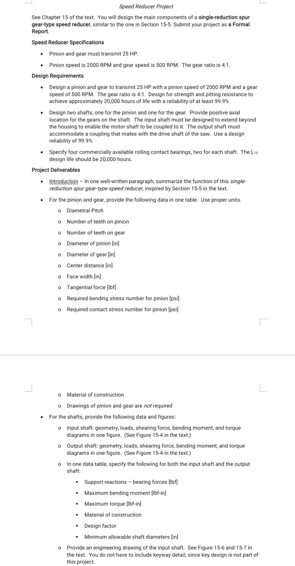 Speed Reduction Chapter 8 Solved Speed Reducer Project See Chapter 15 of the text. You | Chegg.com