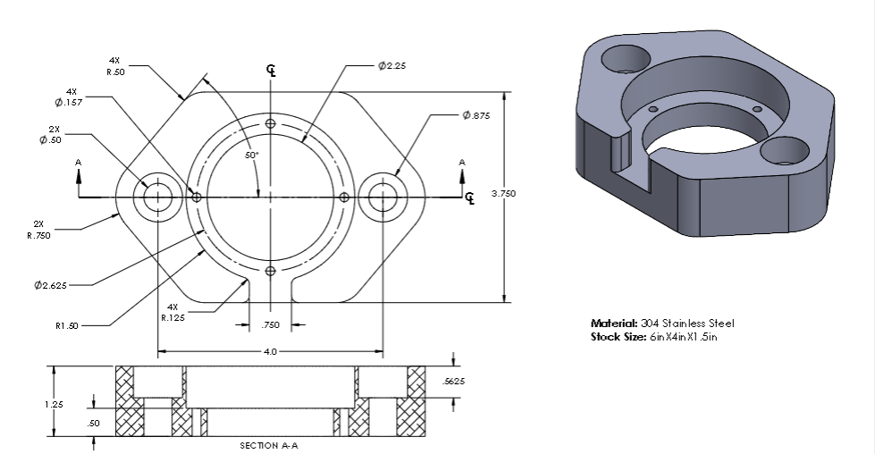 Missing Feature Machine Part Identify the machinable features needed to machine | Chegg.com