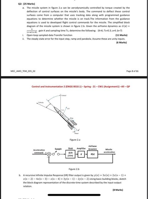 Solved Q2: (25 Marks) a. The missile system in figure 2.a | Chegg.com