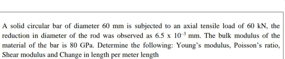 Solved A solid circular bar of diameter 60 mm is subjected | Chegg.com