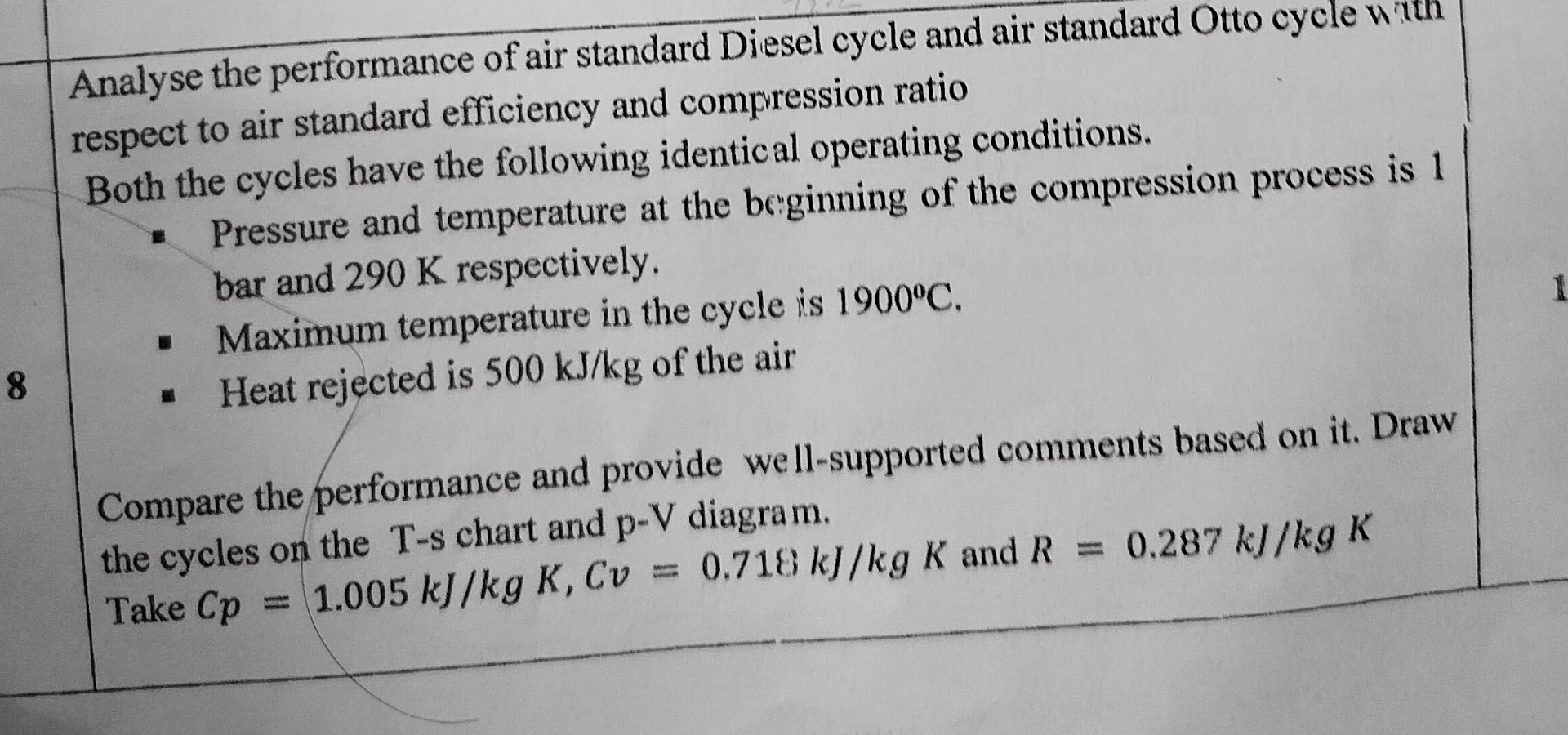 Solved Analyse the performance of air standard Diesel cycle | Chegg.com