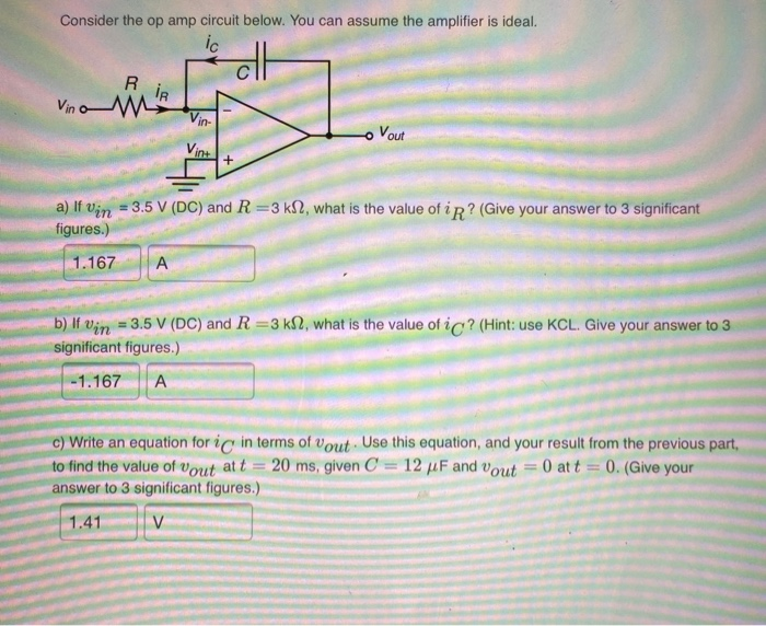 Solved Consider the op amp circuit below. You can assume the | Chegg.com