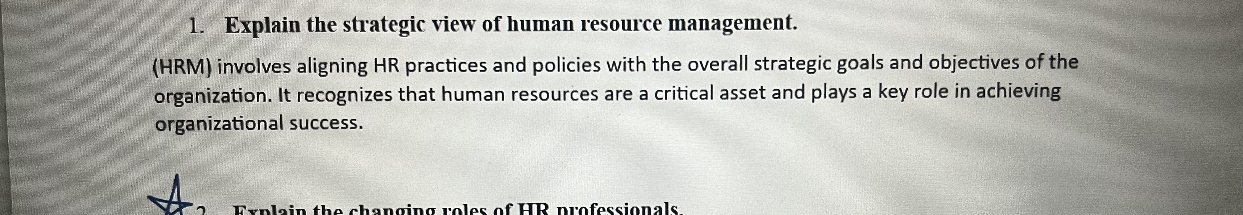 Solved Explain the strategic view of human resource | Chegg.com