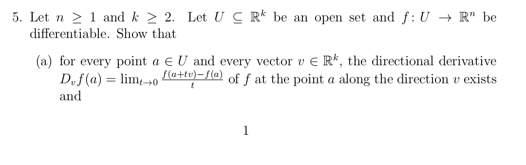 5 Let N 1 And K 2 Let U C Rk Be An Open Set And Chegg Com