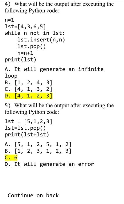 Solved 1) What will be the output after executing the | Chegg.com
