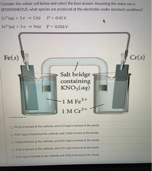 Solved Consider the voltaic cell below and select the best | Chegg.com