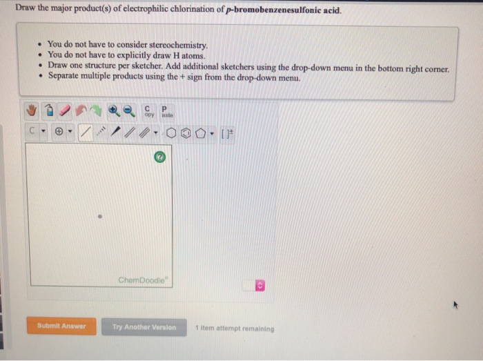 Solved Draw The Major Product S Of Electrophilic Chlorin Chegg Com