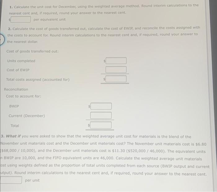 Solved Cost Information and the Weighted Average Method | Chegg.com