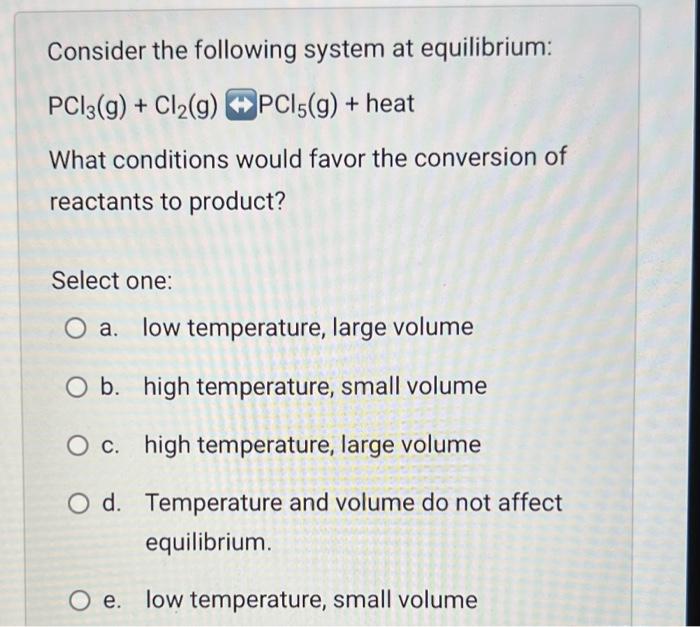 Solved Consider The Following System At Equilibrium: PC13(g) | Chegg.com