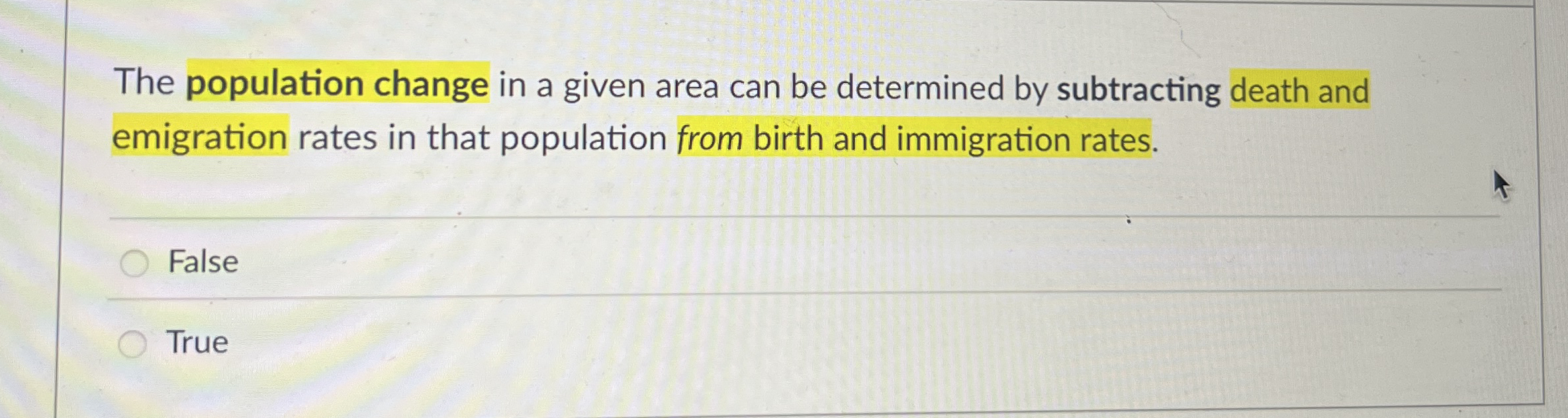 Solved The population change in a given area can be | Chegg.com