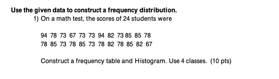 Solved Use the given data to construct a frequency | Chegg.com