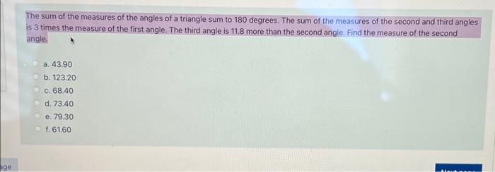 two angles with measures that have a sum of 180°