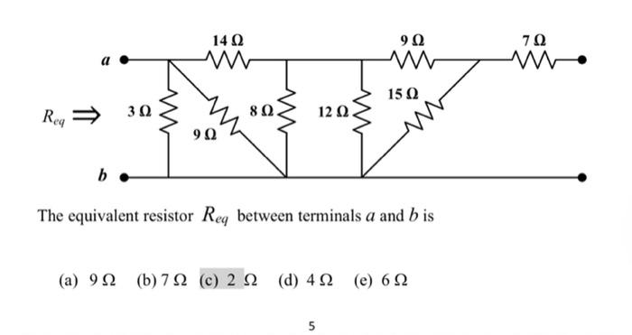 Solved The equivalent resistor Req between terminals a and b | Chegg.com