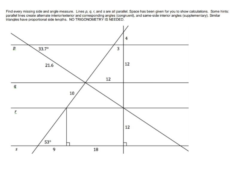 Solved Find every missing side and angle measure. Lines p, | Chegg.com