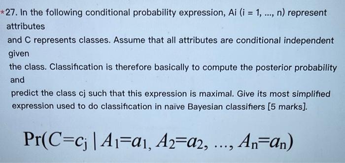 Solved 27. In the following conditional probability | Chegg.com