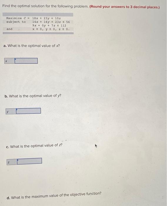 Solved Find the optimal solution for the following problem. | Chegg.com