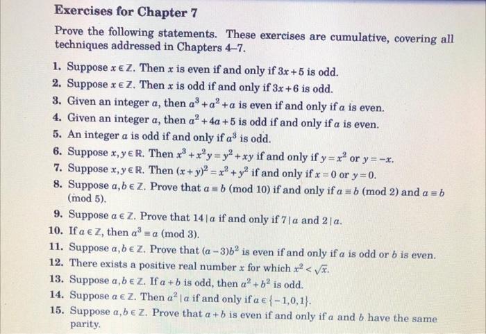 Solved a Exercises for Chapter 7 Prove the following | Chegg.com