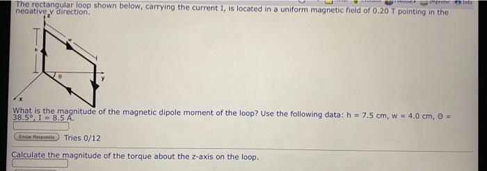 Solved imprimato The rectangular loop shown below, carrying | Chegg.com