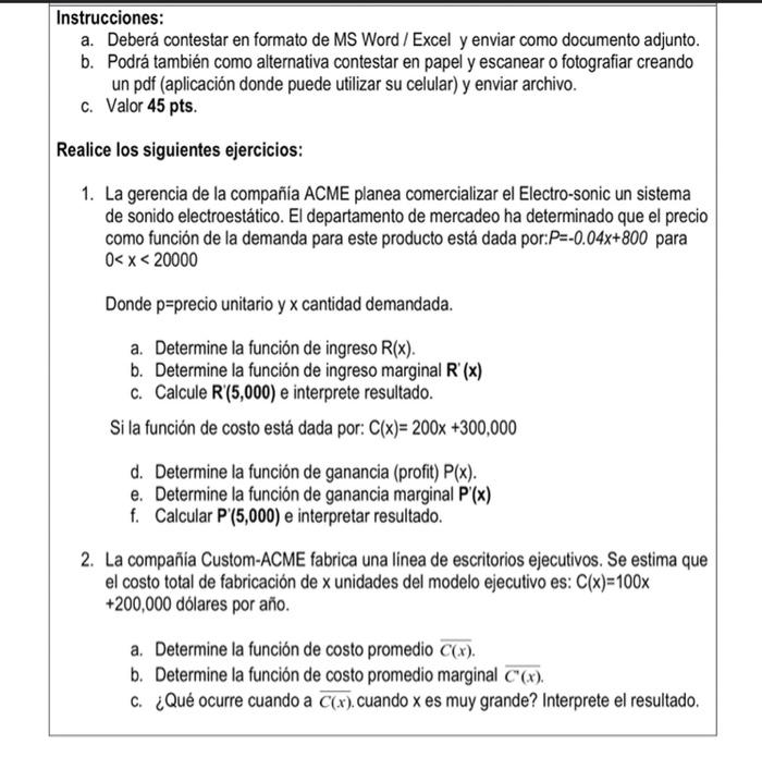 Instrucciones A Debera Contestar En Formato De M Chegg Com