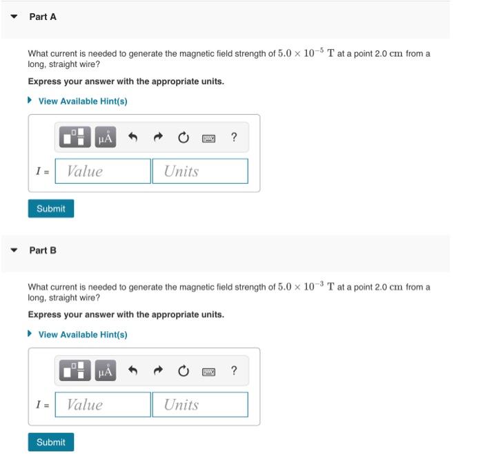 Solved What current is needed to generate the magnetic field | Chegg.com