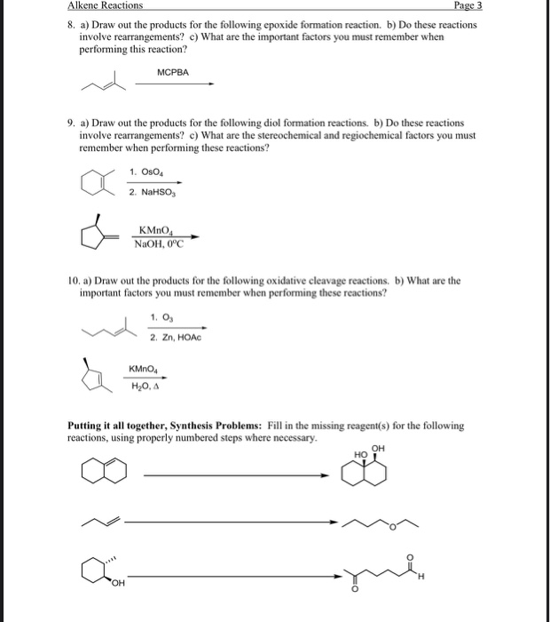 Solved Alkene Reactions Page 1 The pi bonds of alkenes and | Chegg.com