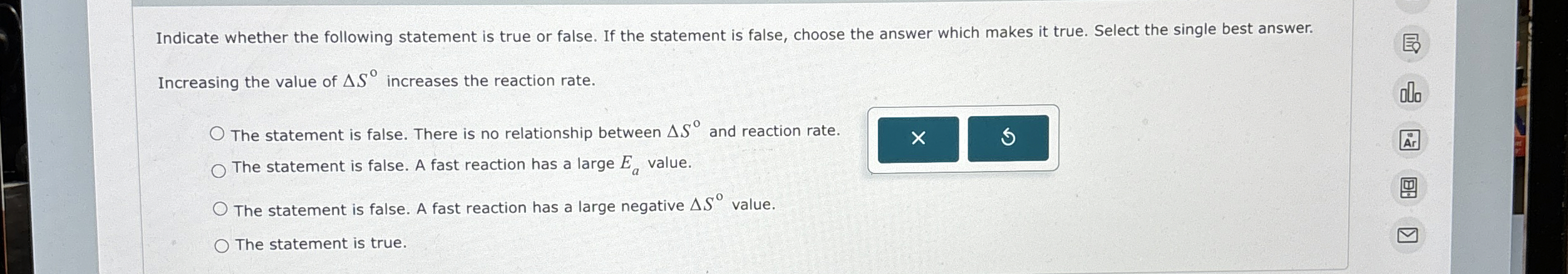 Solved Indicate whether the following statement is true or | Chegg.com