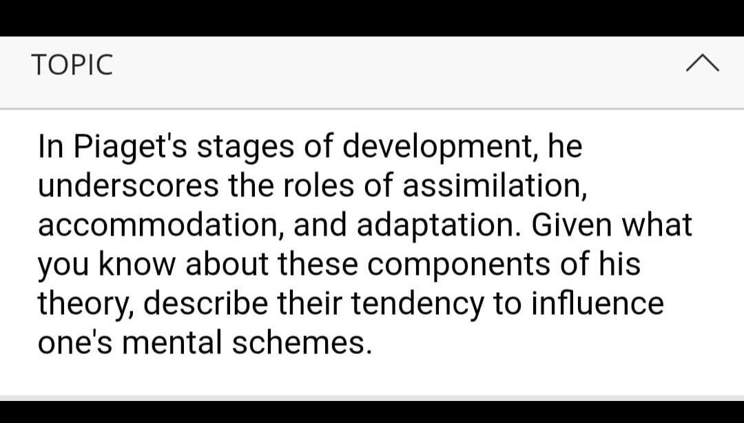 Piaget's theory of discount adaptation