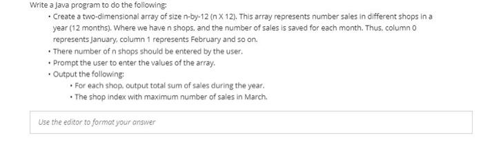 Solved Write a Java program to do the following: Create a | Chegg.com