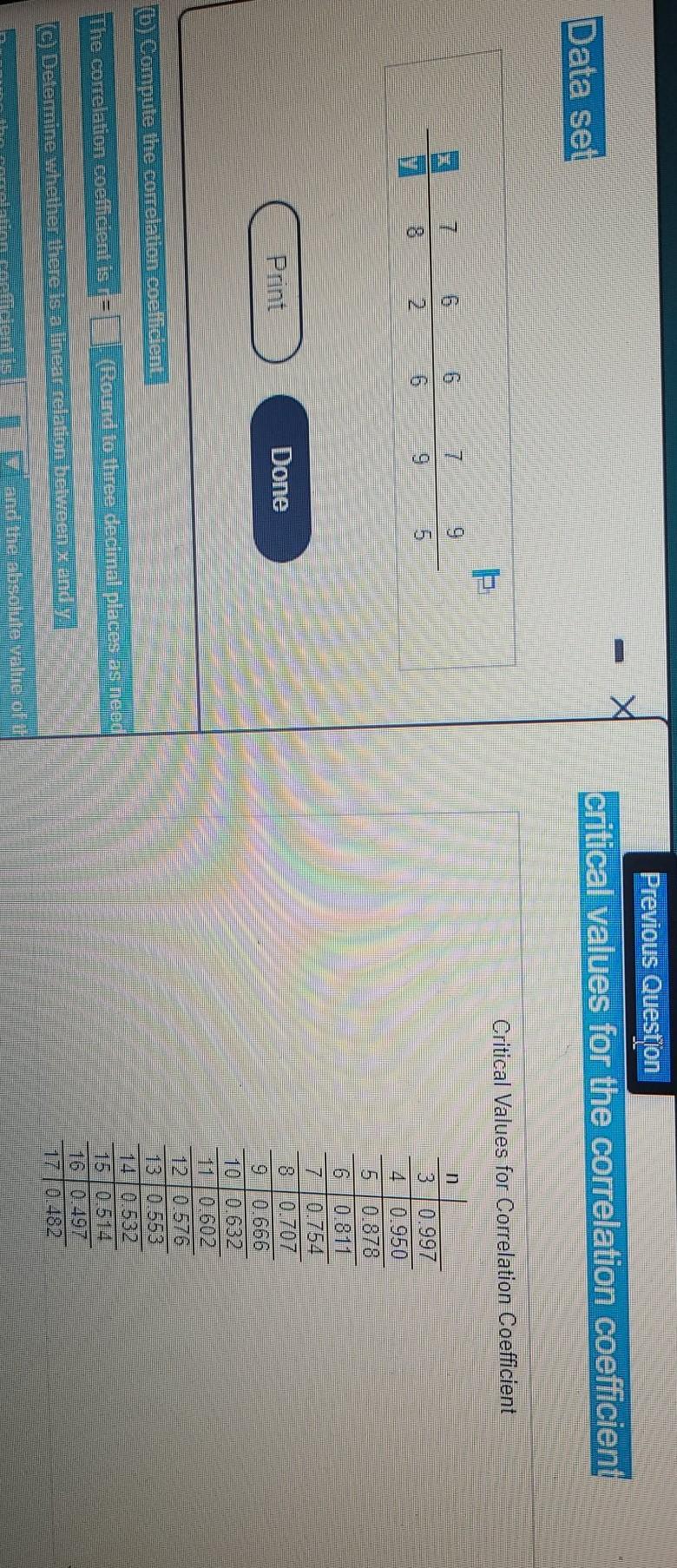 Solved Previous Question For the accompanying data set (a) | Chegg.com