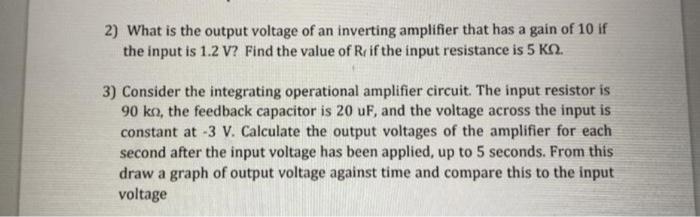 Solved 2) What is the output voltage of an inverting | Chegg.com