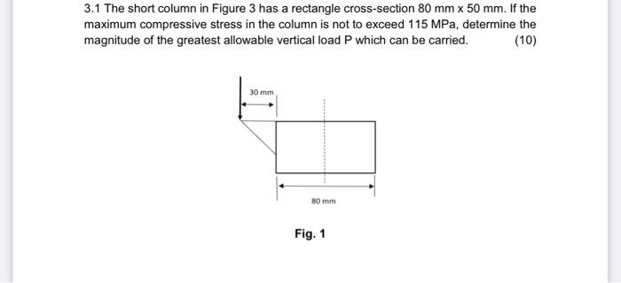 Solved 3.1 The short column in Figure 3 has a rectangle | Chegg.com
