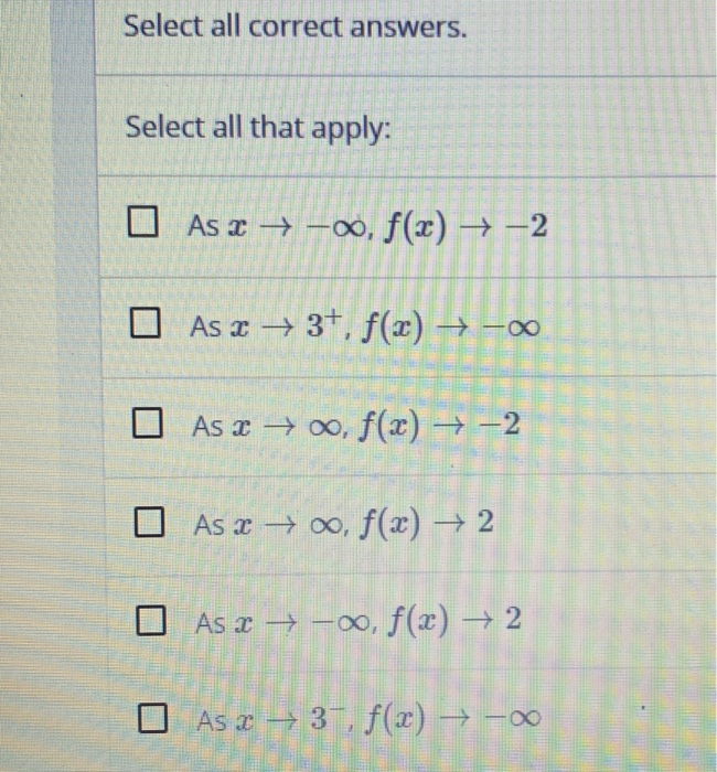 Solved Asymptotic Behavior Of Rational Functions Select