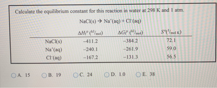 Solved Calculate The Equilibrium Constant For This Reaction Chegg Com   Image 