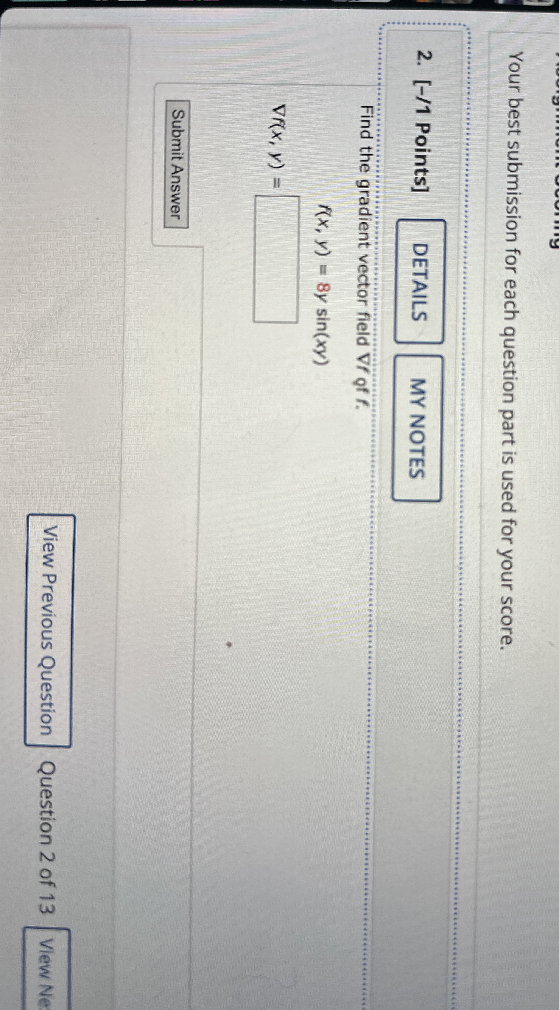 Solved Your best submission for each question part is used | Chegg.com
