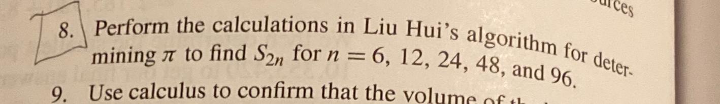 Solved Perform the calculations in Liu Hui's algorithm for | Chegg.com