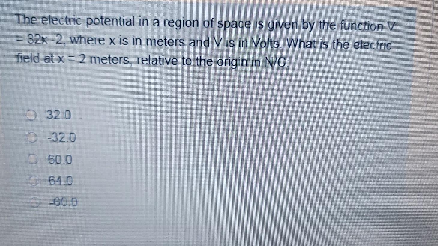 Solved The electric potential in a region of space is given | Chegg.com