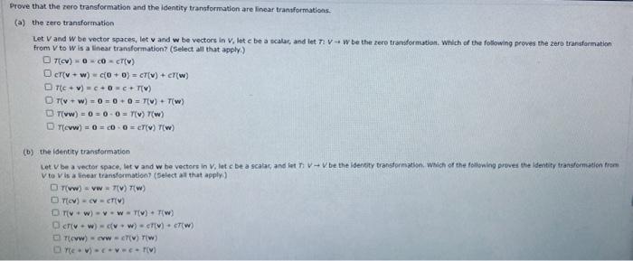 Solved Prove That The Zero Transformation And The Identity 