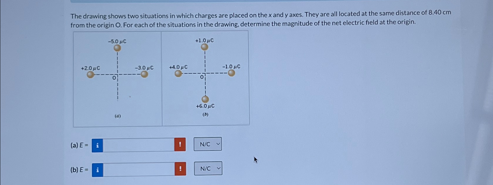 Solved The drawing shows two situations in which charges are