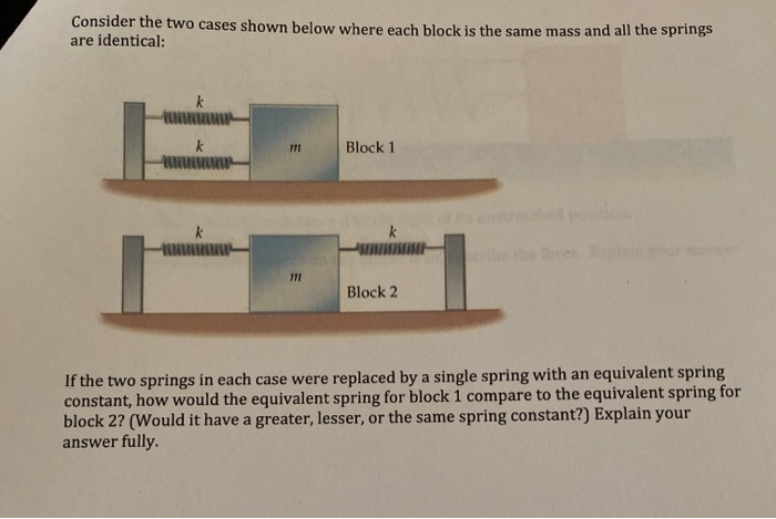 Solved Consider the two cases shown below where each block | Chegg.com