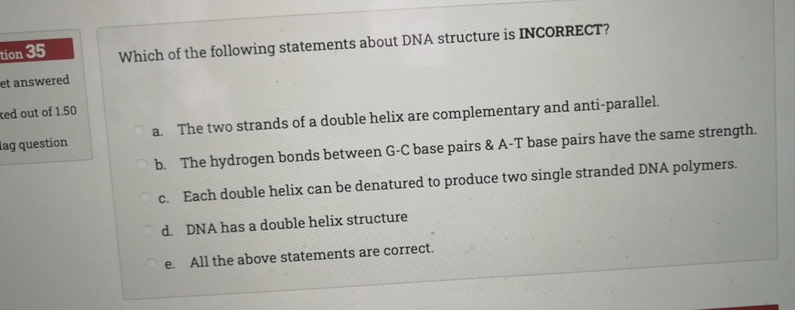 Solved tion 35 Which of the following statements about DNA | Chegg.com